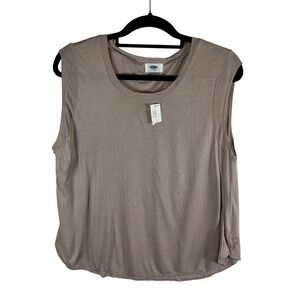 Old Navy Womens Muscle Tank Top Taupe Mauve Sleeveless Crew Neck Rayon Large NWT